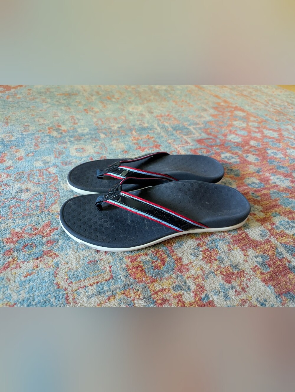Vionic Tide Sport Navy Blue Flip Flops Sandals Women's 10 Nautical